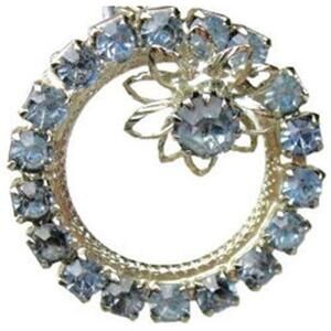 Vintage Blue Rhinestone Circle Brooch Pin